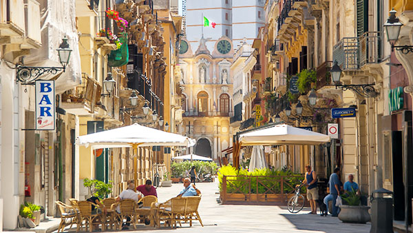 Relax in the pedestrian area of Trapani